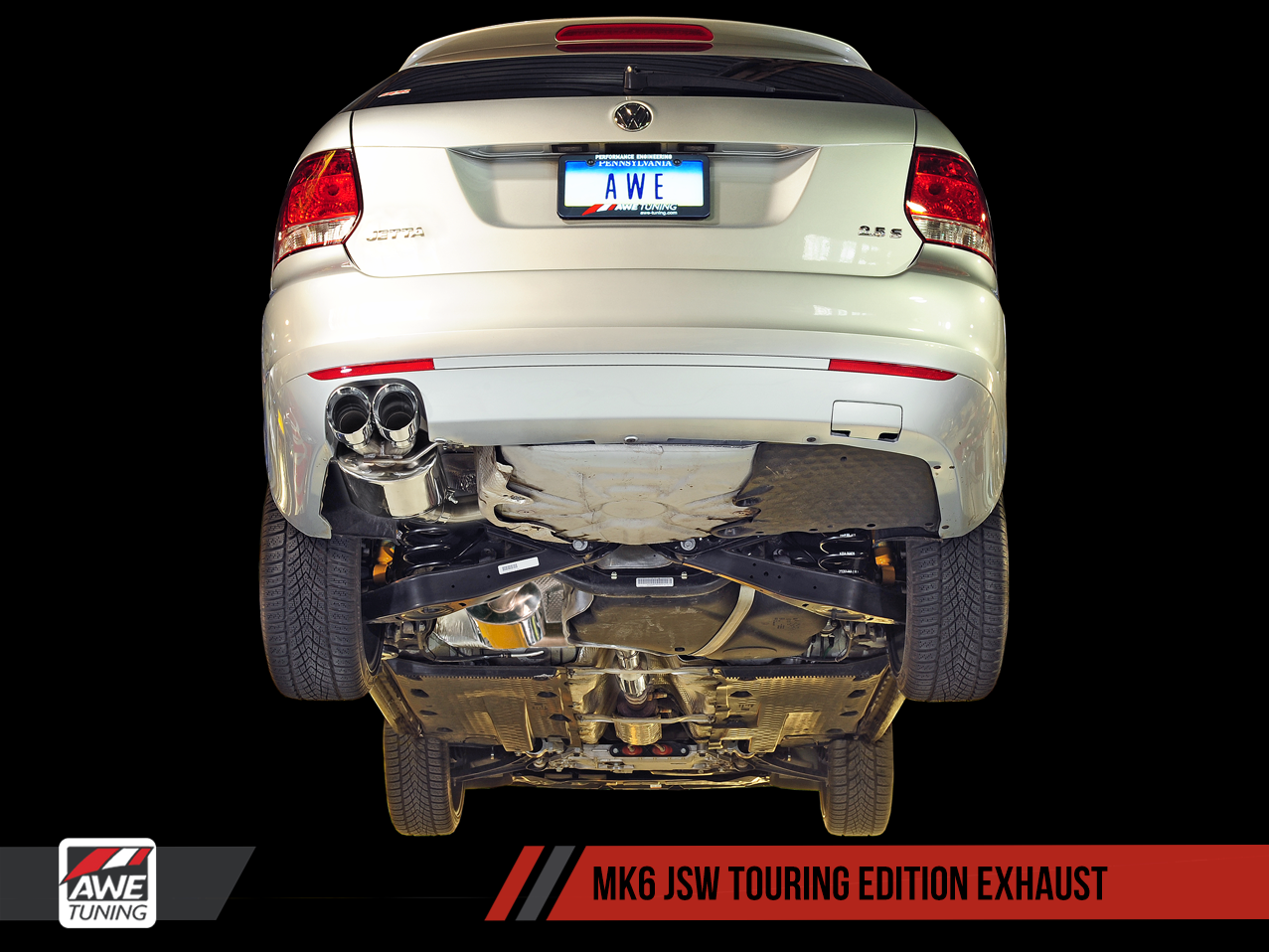 AWE Touring Edition Exhausts for MK5 Jetta, MK6 Sportwagen 2.5L - Polished Silver Tips