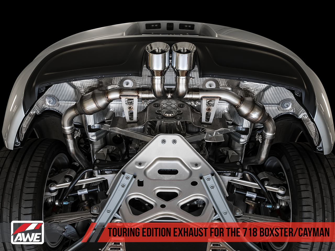 AWE Touring Edition Exhaust for Porsche 718 Boxster / Cayman - Chrome Silver Tips