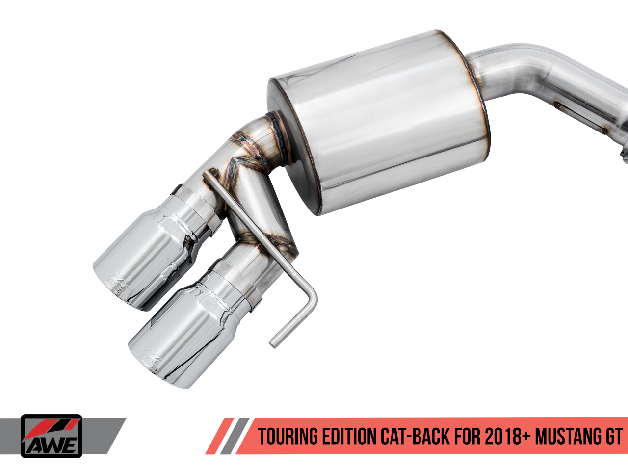 AWE Touring Edition Cat-back Exhaust for the 2018+ Mustang GT - Quad Chrome Silver Tips