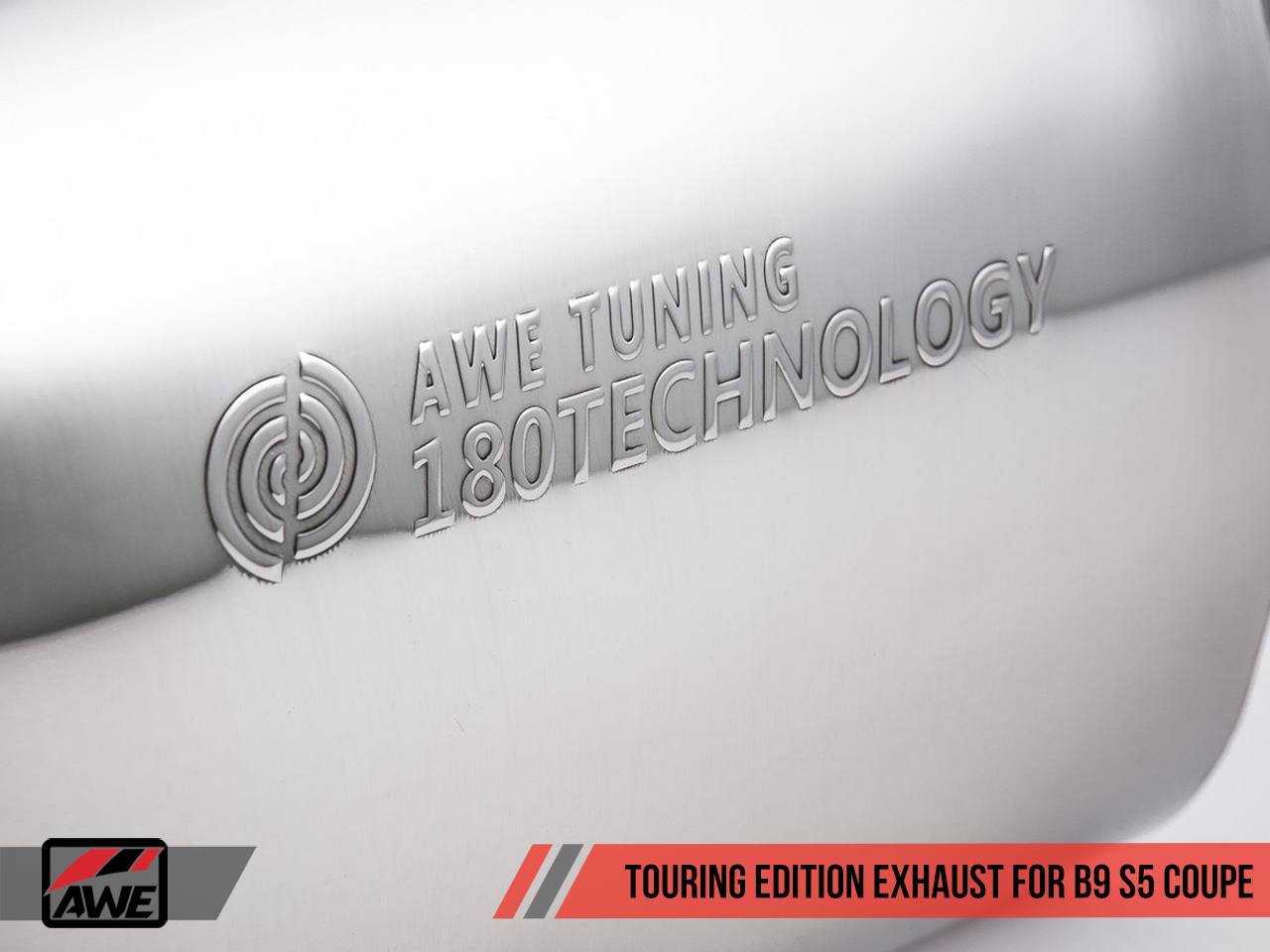 AWE Touring Edition Exhaust for B9 S5 Coupe - Resonated for Performance Catalyst - Chrome Silver 102mm Tips