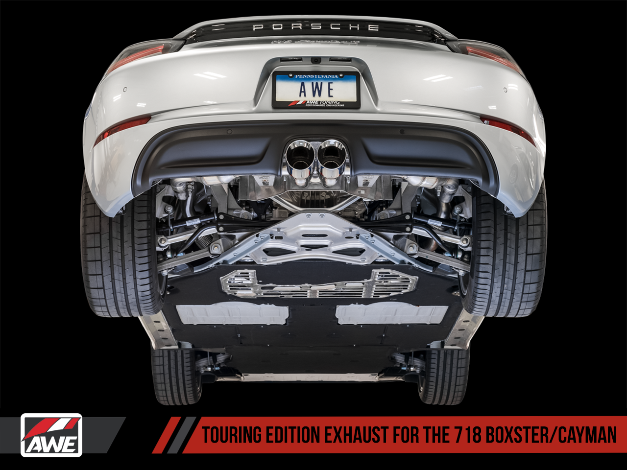 AWE Touring Edition Exhaust for Porsche 718 Boxster / Cayman - Chrome Silver Tips - 0