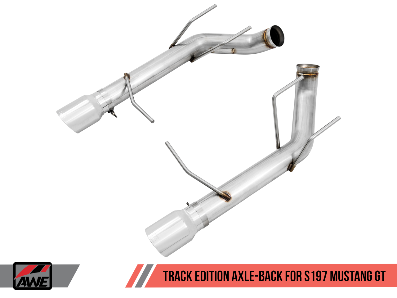 AWE Track Edition Axle-back Exhaust for the S197 Ford Mustang GT - Chrome Silver Tips