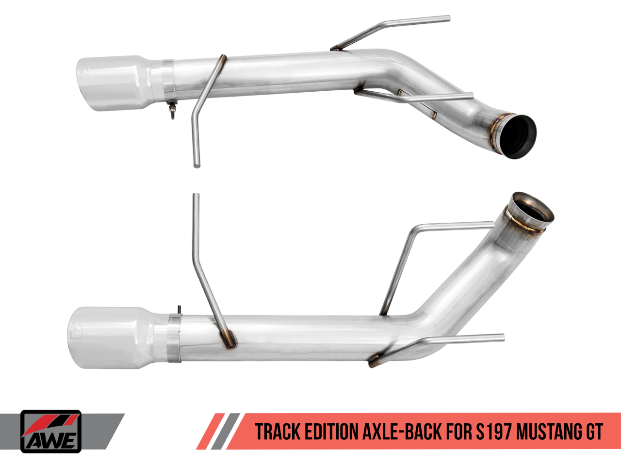 AWE Track Edition Axle-back Exhaust for the S197 Ford Mustang GT - Chrome Silver Tips