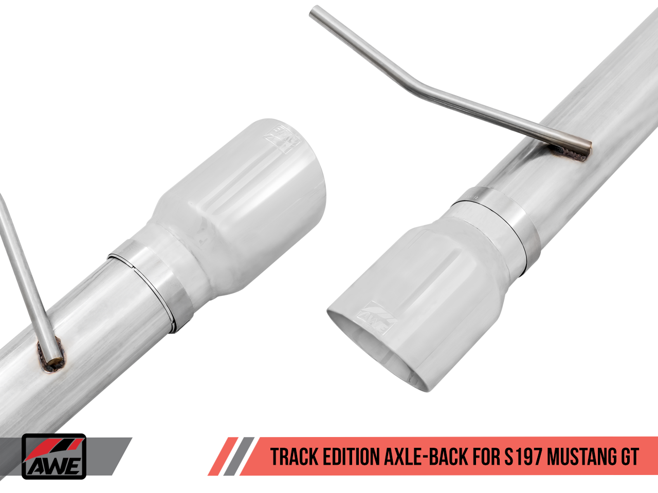 AWE Track Edition Axle-back Exhaust for the S197 Ford Mustang GT - Chrome Silver Tips