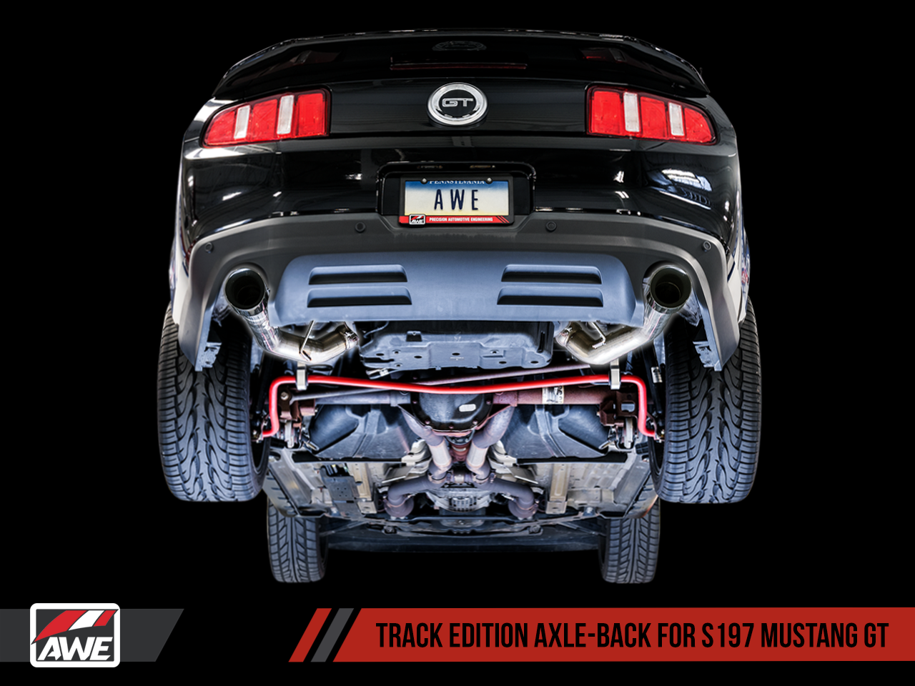 AWE Track Edition Axle-back Exhaust for the S197 Ford Mustang GT - Diamond Black Tips