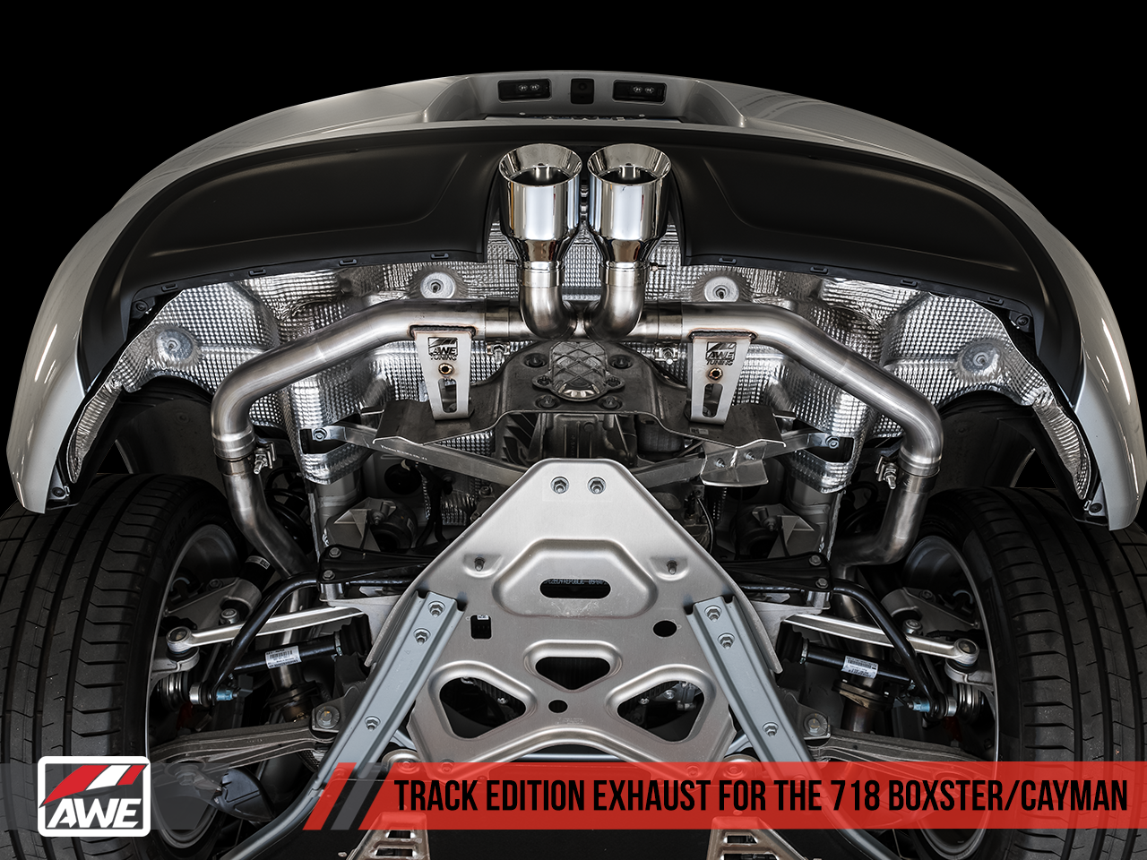 AWE Track Edition Exhaust for Porsche 718 Boxster / Cayman - Chrome Silver Tips