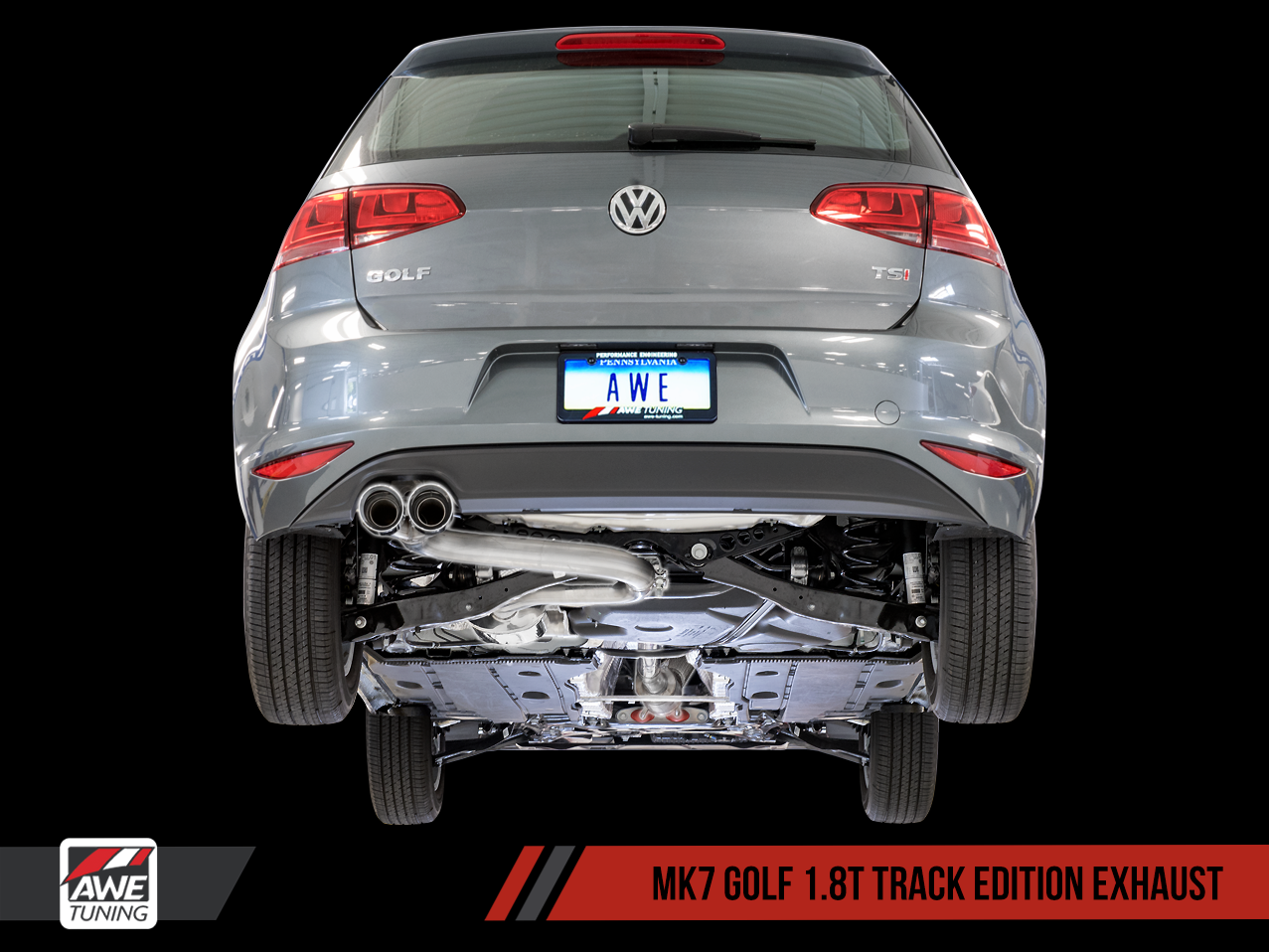 AWE Track Edition Exhaust for VW MK7 Golf 1.8T - Chrome Silver Tips (90mm)