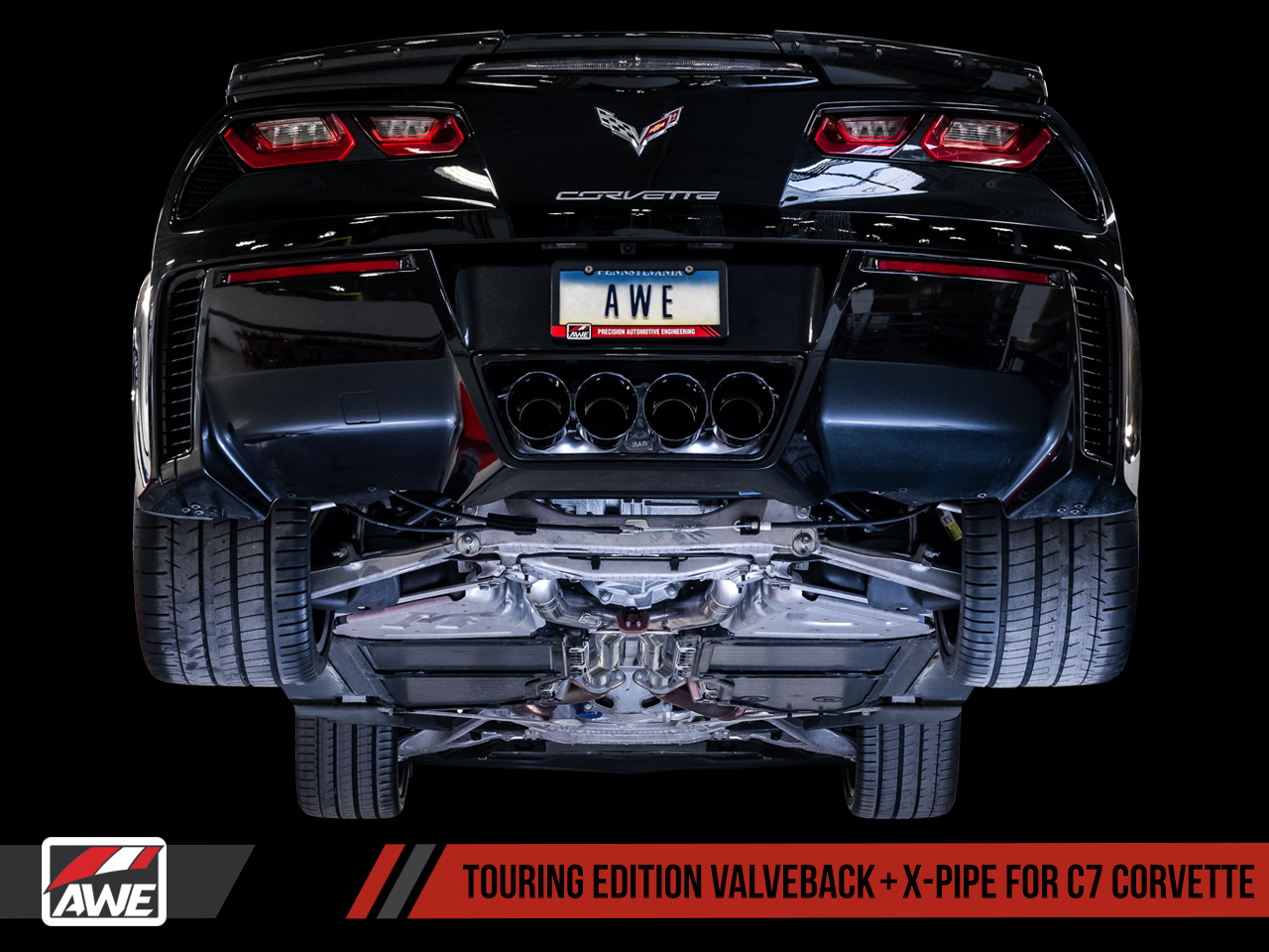 AWE Touring Edition Valveback Exhaust for C7 Corvette with AFM Valves - Stingray / Z51 Auto / GS Auto -- Diamond Black Tips