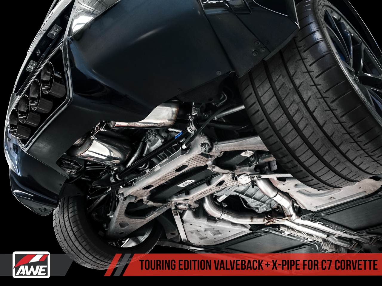 AWE Touring Edition Valveback Exhaust for C7 Corvette with AFM Valves - Stingray / Z51 Auto / GS Auto -- Diamond Black Tips - 0