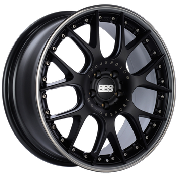 BBS CHRII 20 X 10.5 +35 5 X 112 PFS BLACK w/STAINLESS LIP