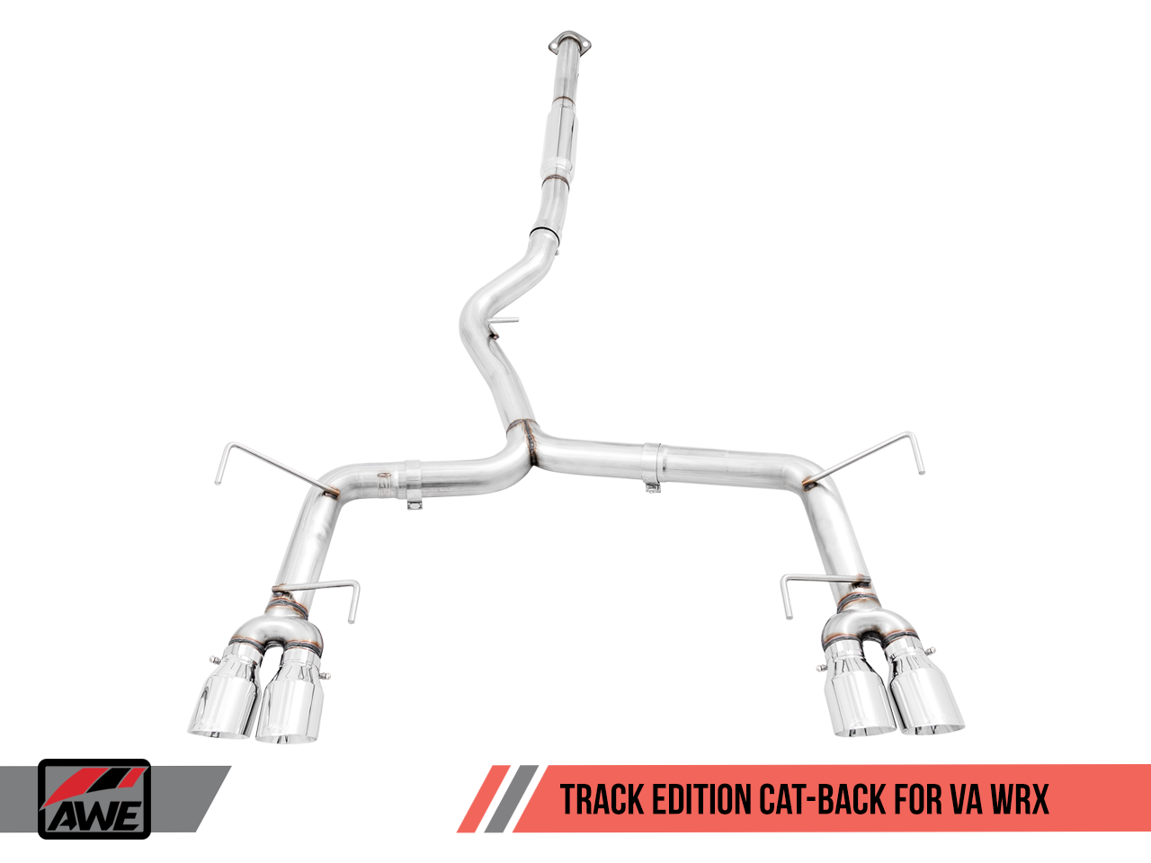 AWE Track Edition Exhaust for VA / GV WRX / STI Sedan - Chrome Silver Quad Tips (102mm)