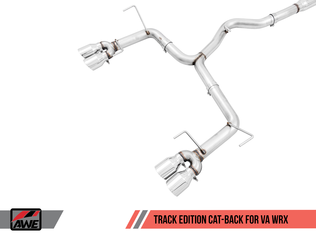 AWE Track Edition Exhaust for VA / GV WRX / STI Sedan - Chrome Silver Quad Tips (102mm)