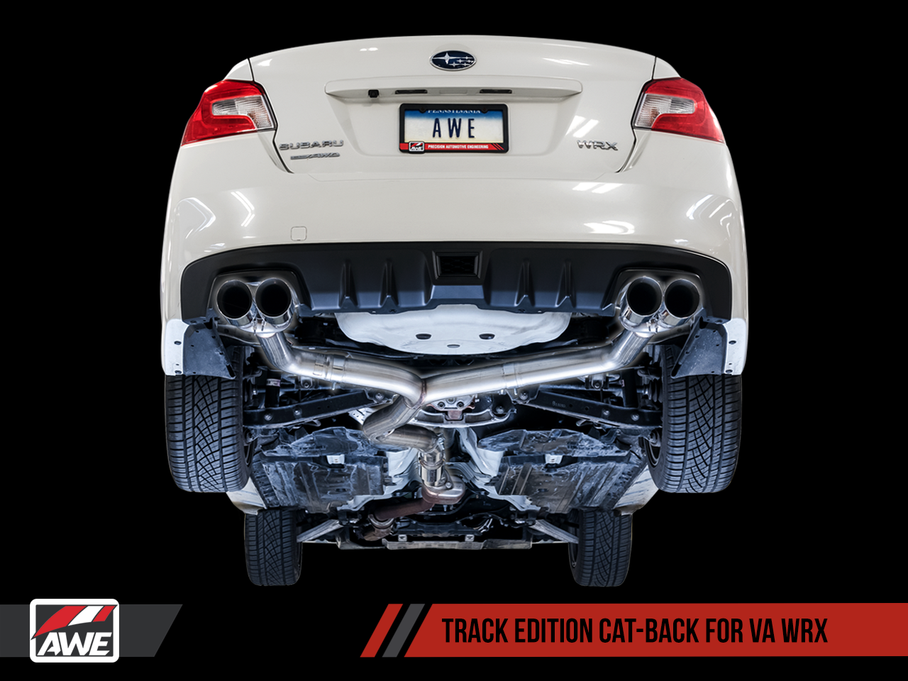 AWE Track Edition Exhaust for VA / GV WRX / STI Sedan - Chrome Silver Quad Tips (102mm)