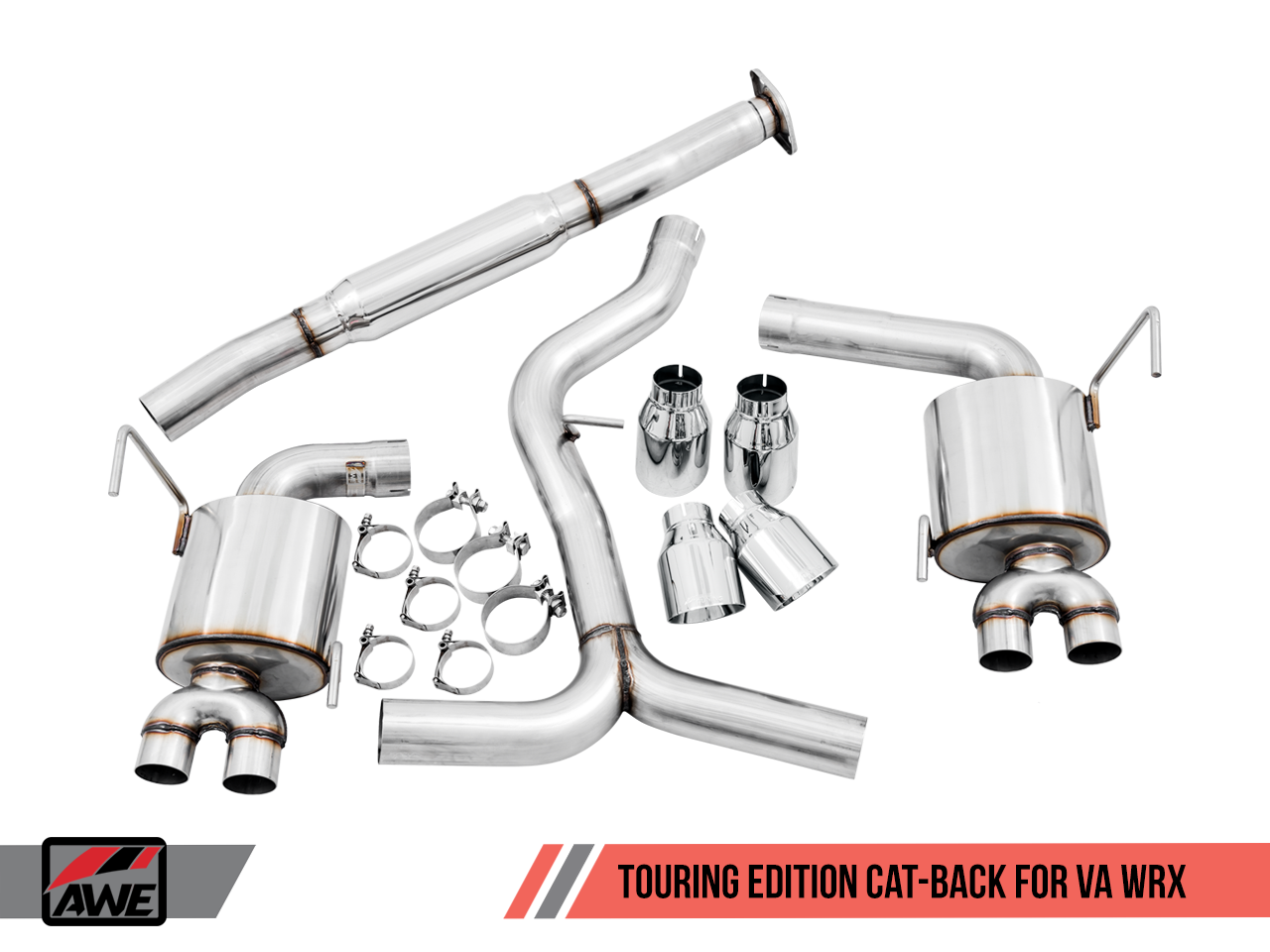 AWE Touring Edition Exhaust for 2015+ VA WRX Sedan - Chrome Silver Quad Tips (102mm)