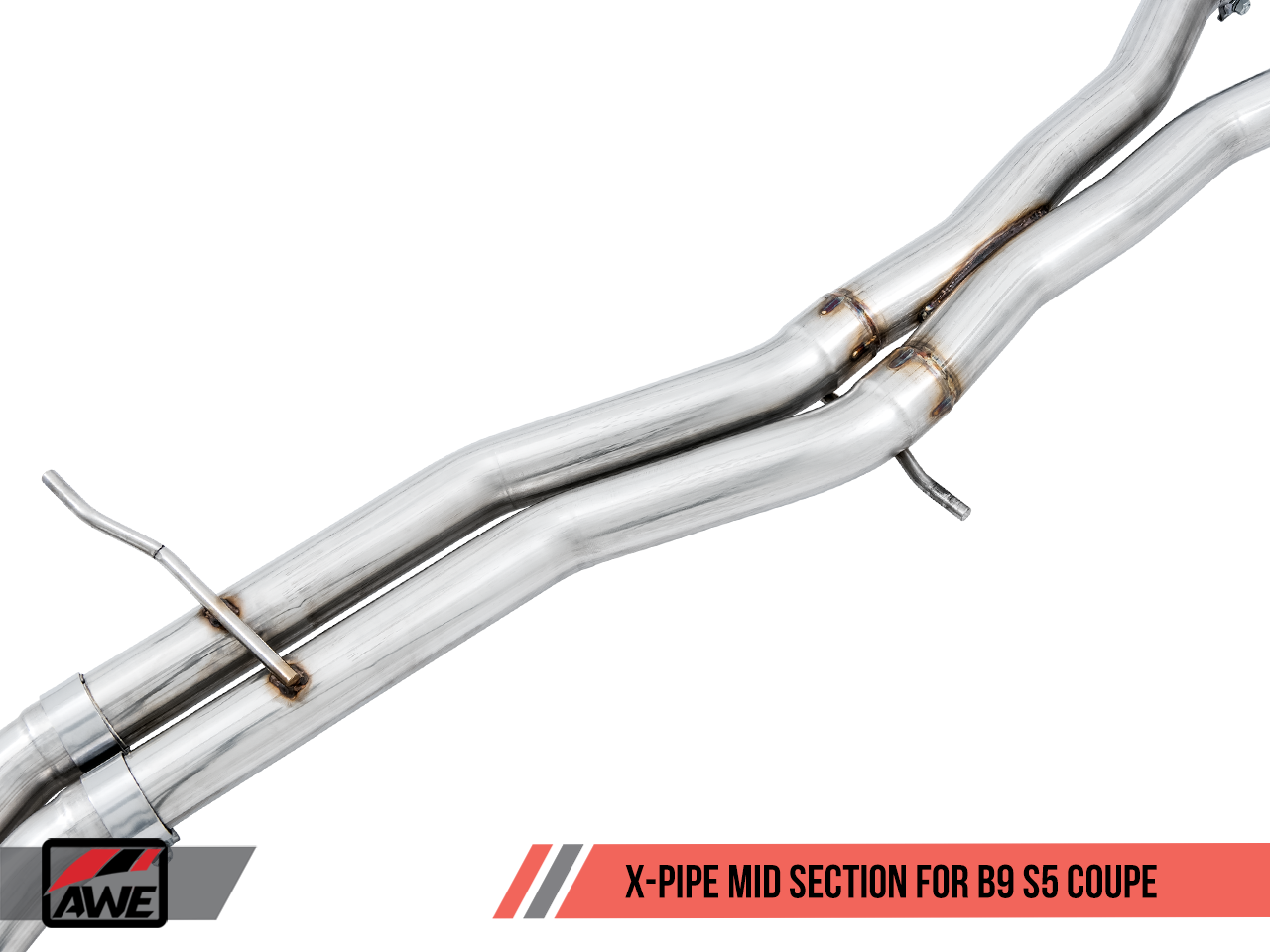 AWE Touring Edition Exhaust for B9 S5 Coupe - Resonated for Performance Catalyst - Chrome Silver 90mm Tips