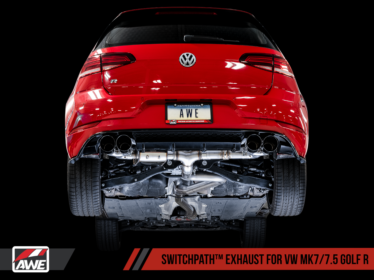 AWE SwitchPath™ Exhaust for MK7.5 Golf R - Diamond Black Tips, 102mm