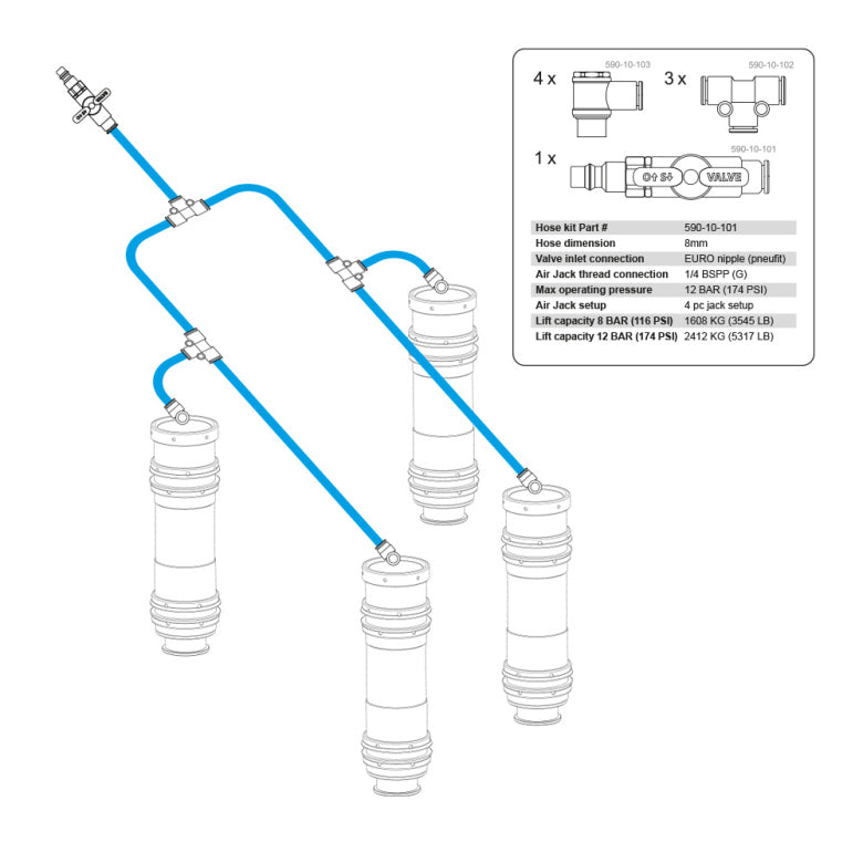 NUKE AIR JACK 90 COMPETITION COMPLETE SET 4PC. 8BAR - 0