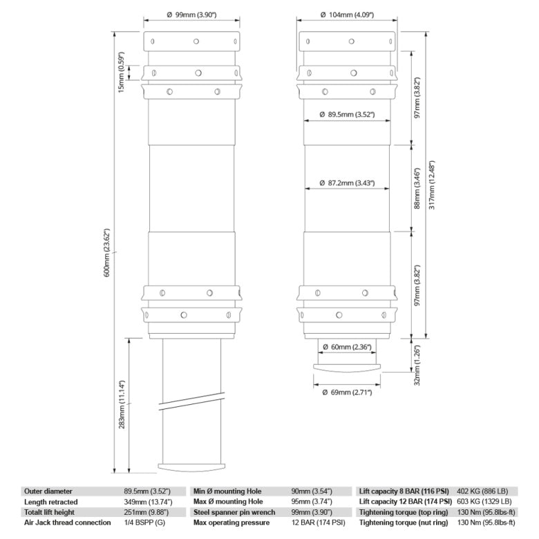 NUKE AIR JACK 90 COMPETITION COMPLETE SET 3PC. 8BAR