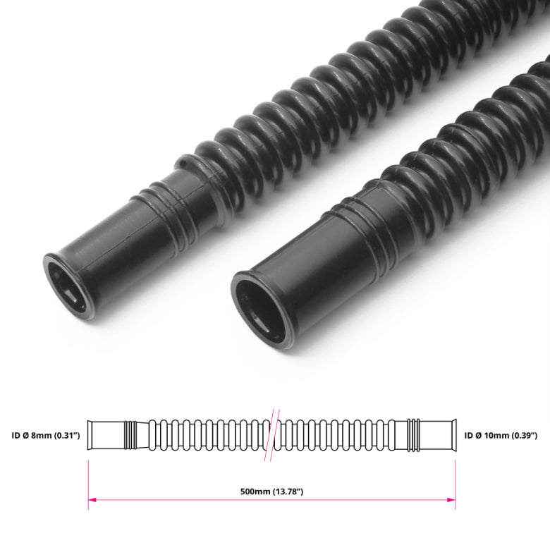 NUKE CONVOLUTED BLACK NYLON IN-TANK FUEL HOSE 8/10MM 500MM