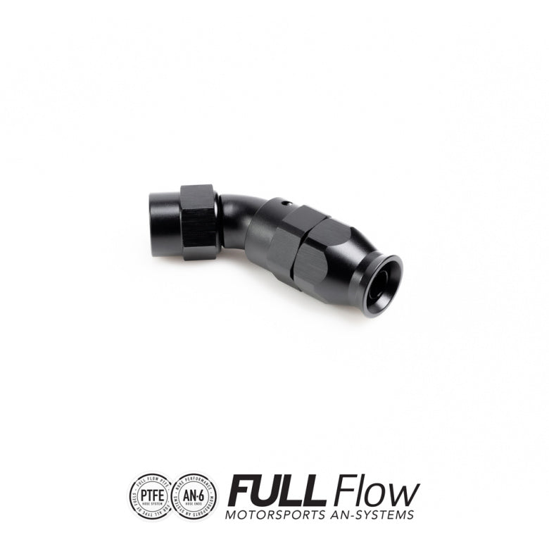 NUKE FULL FLOW PTFE HOSE END FITTING 45 DEGREE AN-6