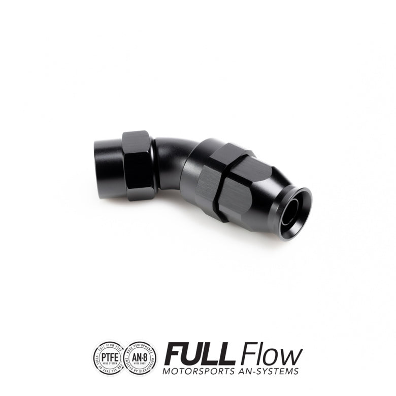 NUKE FULL FLOW PTFE HOSE END FITTING 45 DEGREE AN-8