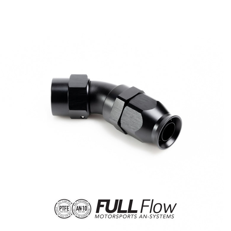 NUKE FULL FLOW PTFE HOSE END FITTING 45 DEGREE AN-10