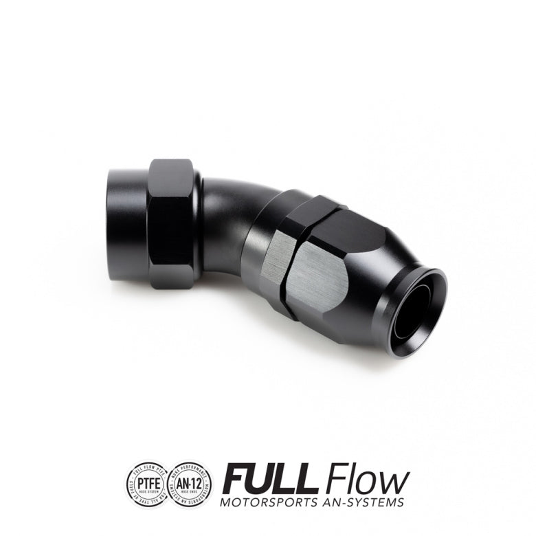 NUKE FULL FLOW PTFE HOSE END FITTING 45 DEGREE AN-12