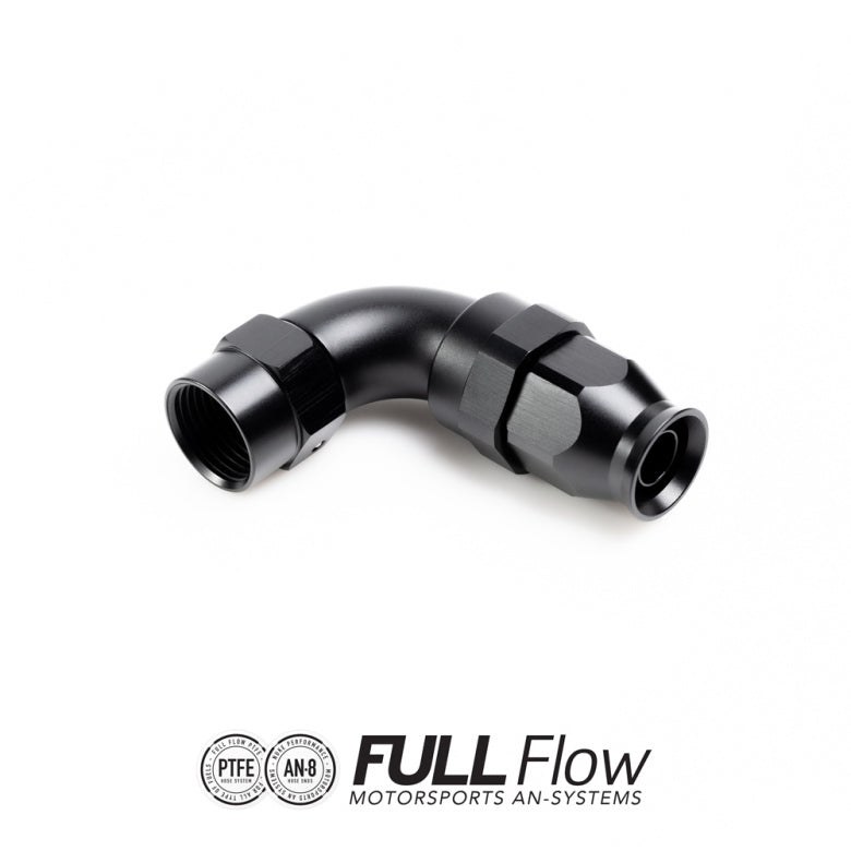 NUKE FULL FLOW PTFE HOSE END FITTING 90 DEGREE AN-8