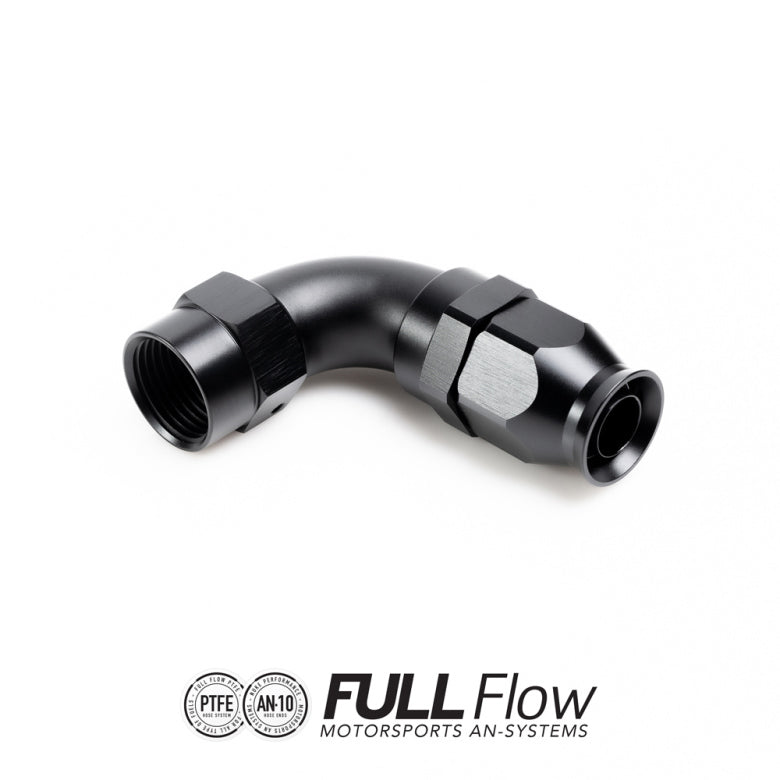 NUKE FULL FLOW PTFE HOSE END FITTING 90 DEGREE AN-10