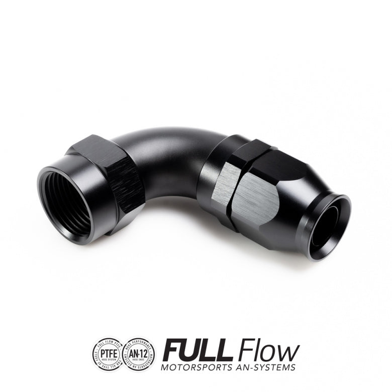 NUKE FULL FLOW PTFE HOSE END FITTING 90 DEGREE AN-12