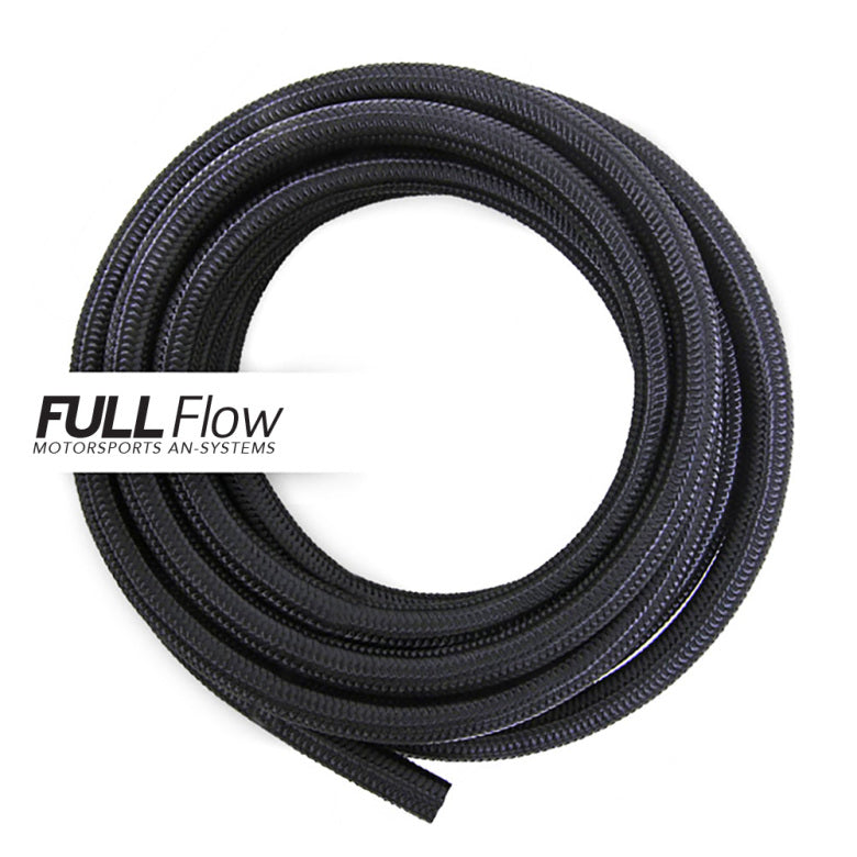 NUKE BLACK NYLON BRAIDED FUEL HOSE AN-4. LENGTH 1M