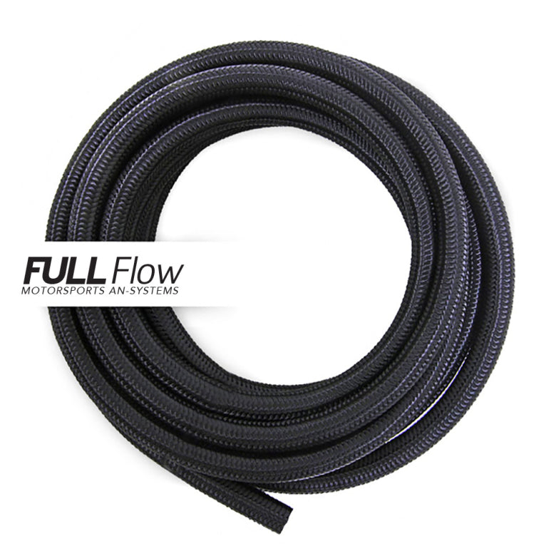 NUKE BLACK NYLON BRAIDED FUEL HOSE AN-12. LENGTH 1M