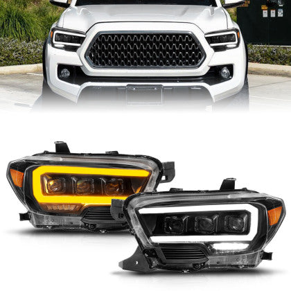 ANZOUSA BLACK LED PROJECTOR PLANK STYLE HEADLIGHTS: 2016–2022 TOYOTA TACOMA