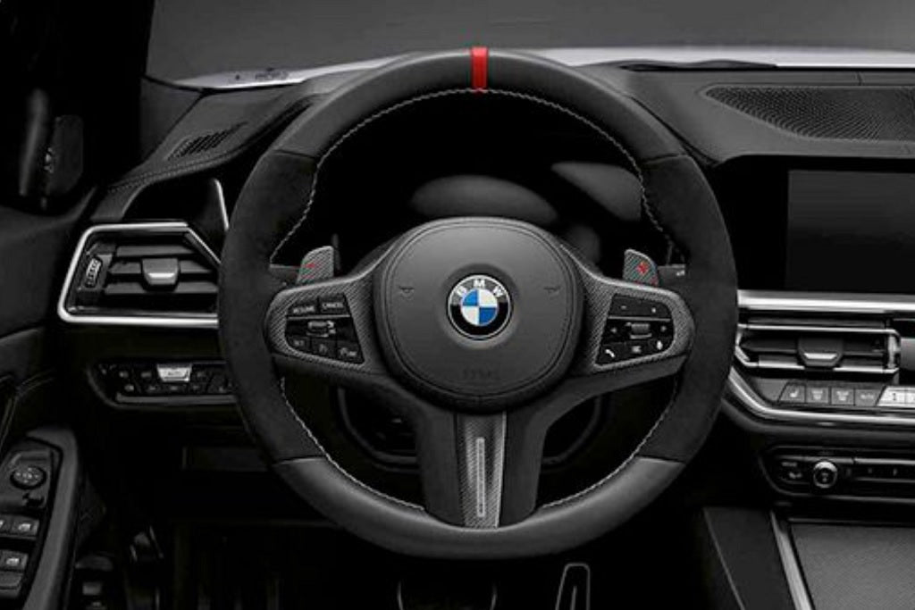 BMW M Performance G-Chassis Steering Wheel - Red Stripe + Silver Grey Stitching - 0